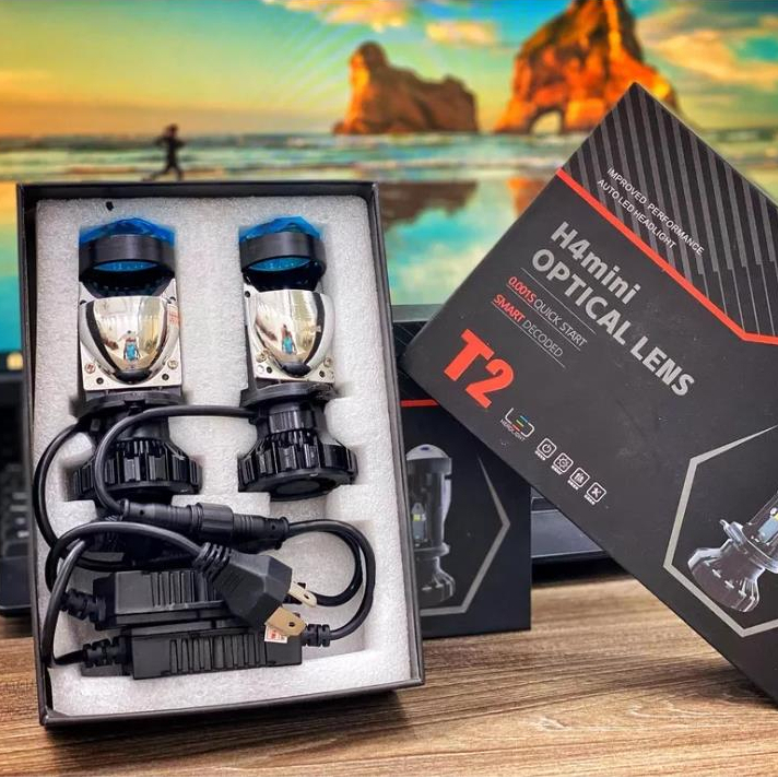 Đèn Bi Cầu T2 Kính Tím Công Suất 50W Có Màn Chập Pha ,Lắp Cho Xe Máy, Ô Tô Ánh Sáng Mạnh Bảo Hành 1 Năm