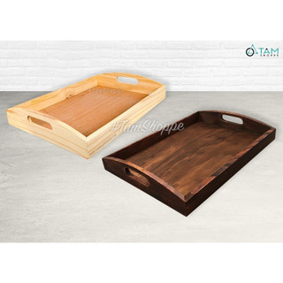 Khay gỗ để trà bánh 2 quai gỗ Bigsize màu tự nhiên