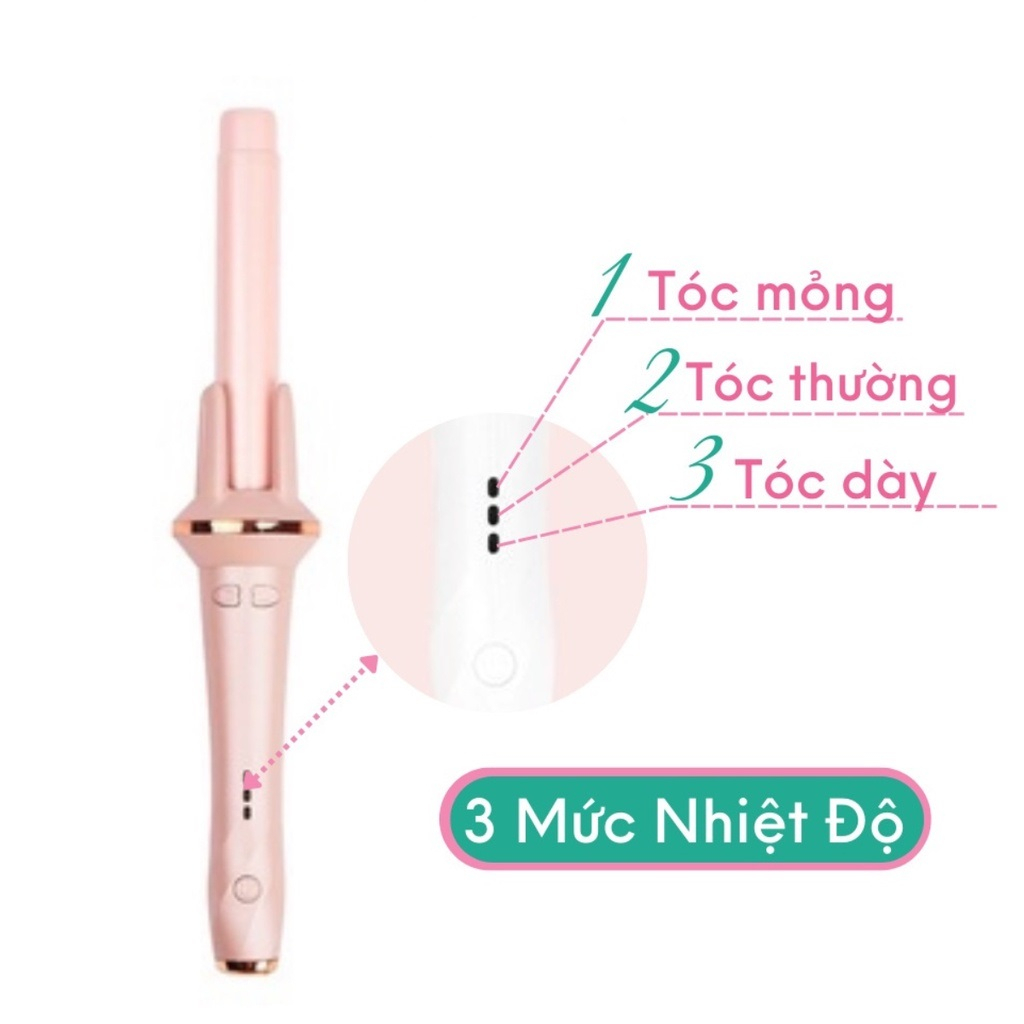 Máy uốn tóc xoăn tự động 4 mức chỉnh nhiệt phủ ceramic bảo vệ tóc 25mm 28mm 32mm