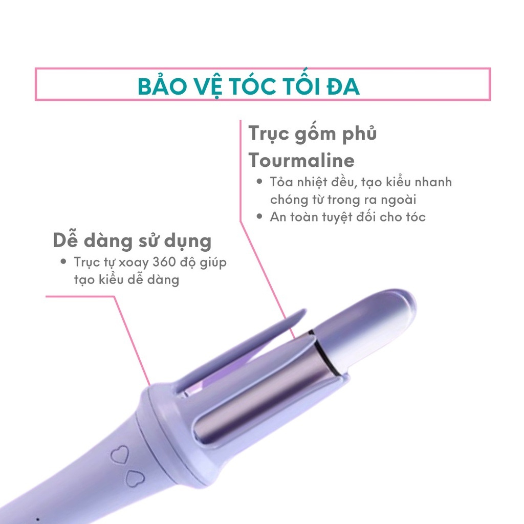 Máy uốn tóc xoăn tự động 4 mức chỉnh nhiệt phủ ceramic bảo vệ tóc 25mm 28mm 32mm