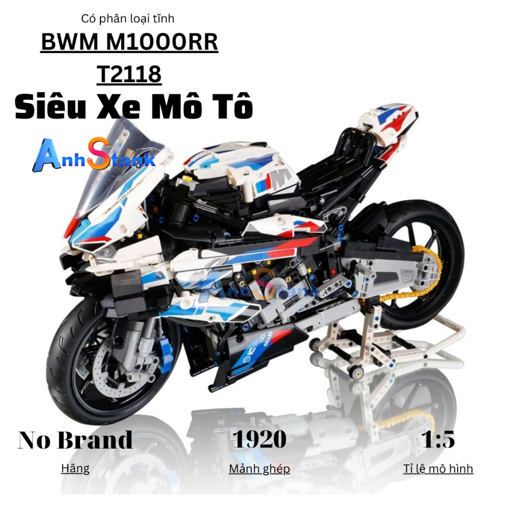Mô hình xe máy BWM M1000rr - SKU T2118 Mô hình technic tỉ lệ 1:5 1920 PCS cung cấp bảo hành bởi Anhstank