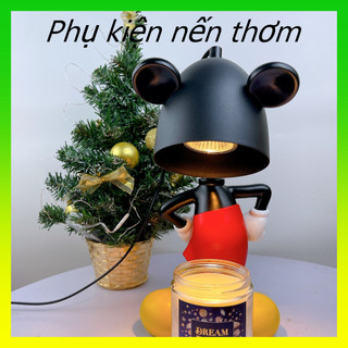 Đèn đốt nến thơm chuột mickey - tặng kèm bóng halogen gu10 35w - phụ kiện nến thơm, vừa yankee size l, bbw 3 bấc