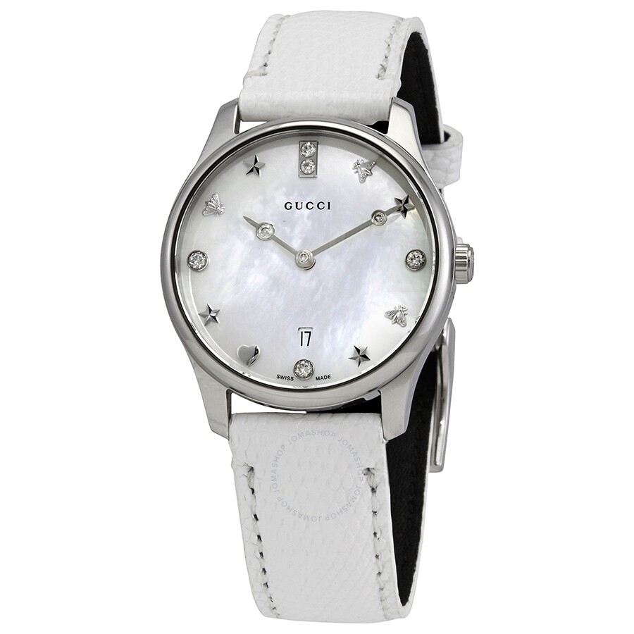 Đồng hồ nữ G.u.c.c.i G-Timeless YA126597 mặt số khảm trai với kim đồng hồ tông màu bạc sang trọng
