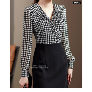 [EVIS.VN] Đầm liền công sở  cổ bèo cao  cấp DL60