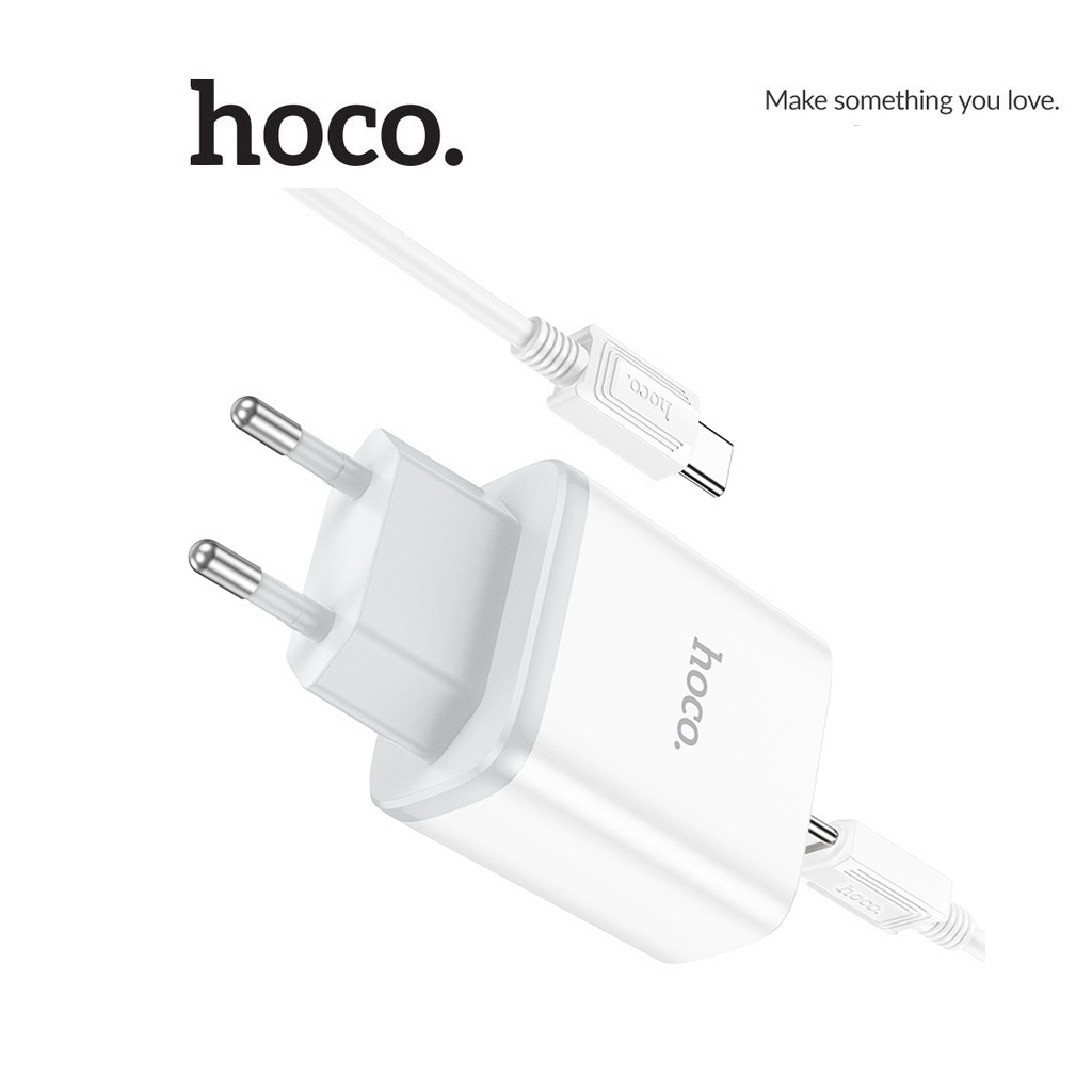 Bộ sạc PD20W Hoco C104A chân tròn 1 cổng Type-C kèm dây sạc Type-C to Type-C dài 1M