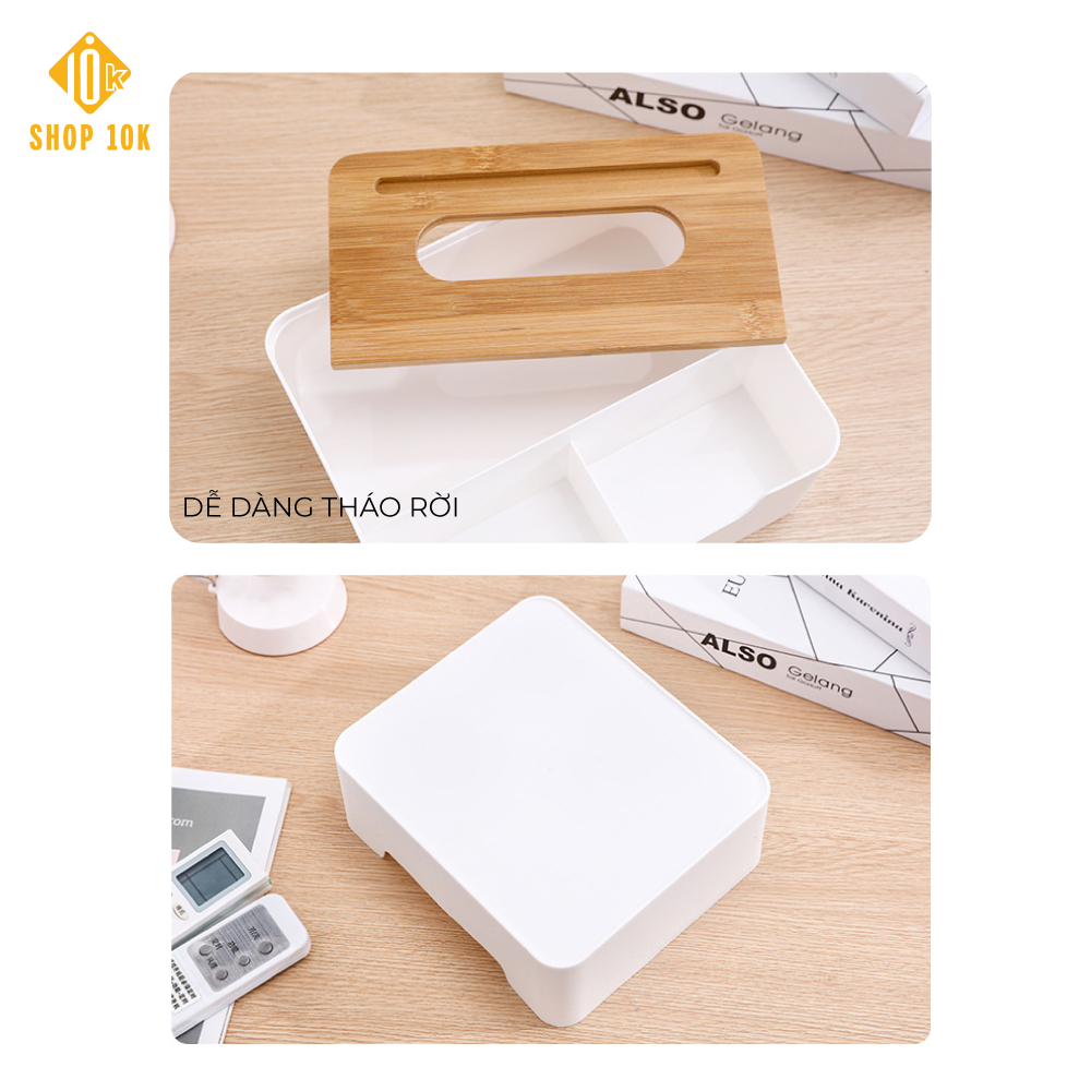 Hộp đựng giấy ăn cao cấp có 3 ngăn tiện dụng - Hộp đựng khăn giấy bằng nhựa tiện lợi SP004036N