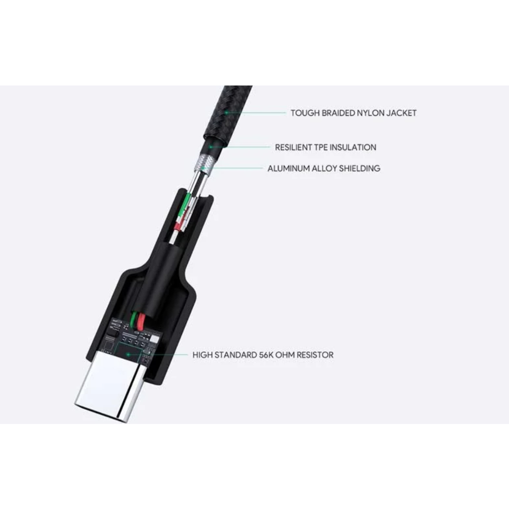 Cáp sạc Aukey A-C CB-CD30 0.9m Chính hãng - Tốc độ truyền dữ liệu 480Mbps, Dây dù chắc chắn và bền bỉ, Bảo hành 18 tháng