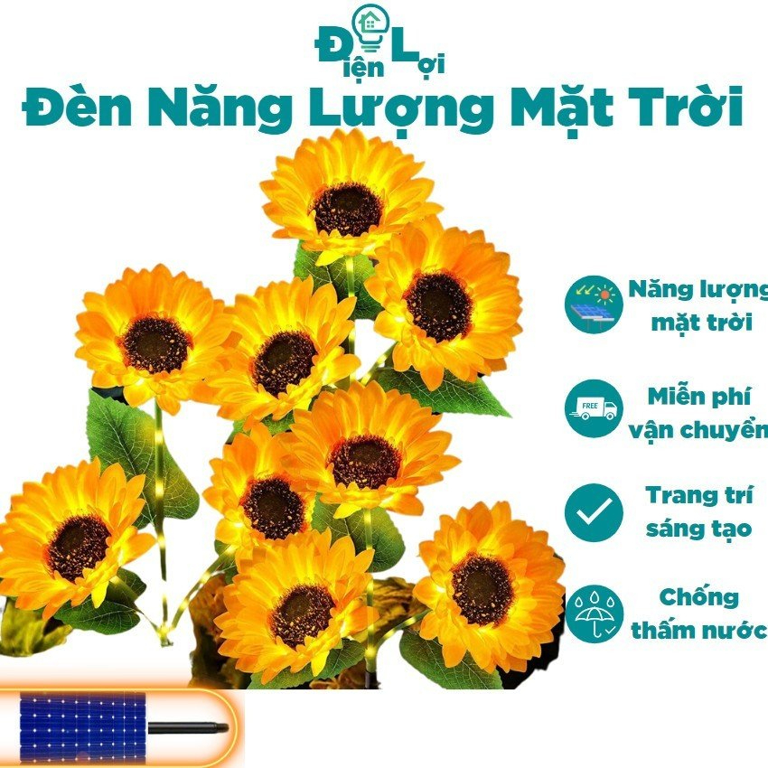 Đèn Led Hoa Hướng Dương năng lượng mặt trời chống thấm nước trang trí sân vườn ngoài sân