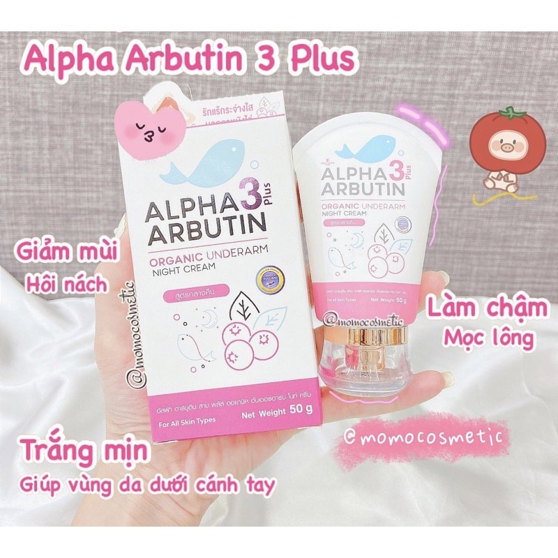 Kem dưỡng trắng giảm thâm nách Alpha Arbutin 3 plus Organic Underarm Night Cream Thái Lan50gr