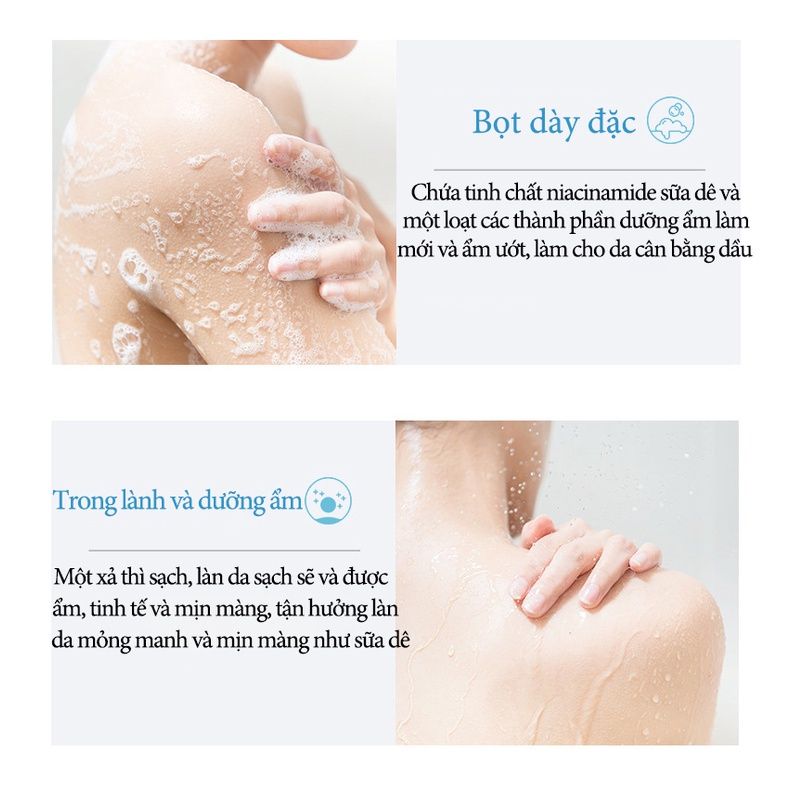 Sữa tắm trắng da Tẩy tế bào chết làm trắng nhanh Sữa tắm Dê Care 800ml