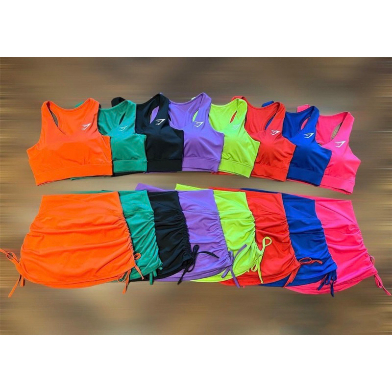 Set thể thao đùi chân váy 2 lớp rút dây - Áo Croptop thể thao năng động đi bơi, tập Gym Yoga, chạy bộ Aerobic thoáng mát | BigBuy360 - bigbuy360.vn