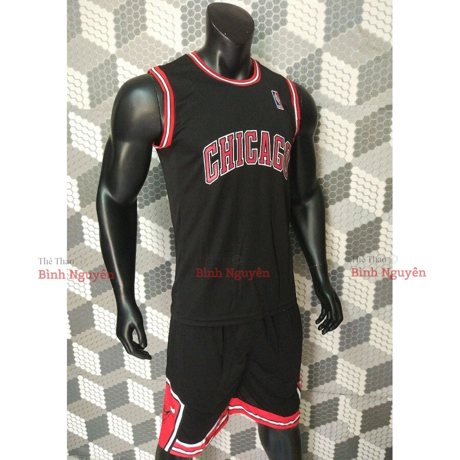 Bộ đồ quần áo bóng rổ Chicago Bulls đen, trắng, đỏ CP Sports nam nữ vải thun mè mát, thấm hút mồ hôi tốt