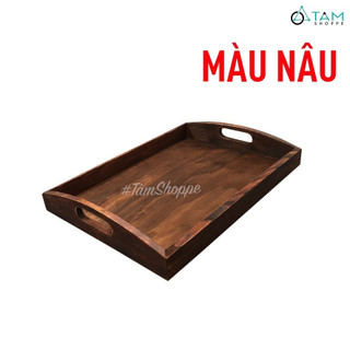 Khay trà 2 quai gỗ Bigsize TAN