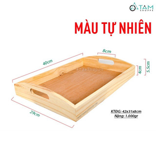 Khay trà 2 quai gỗ Bigsize TAN