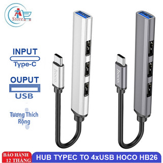 Hub typec chia 4 cổng usb hoco hb26 usb3.0+usb2.0*3 chính hãng