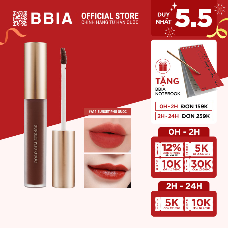 Son Kem Lì Bbia Last Velvet Lip Tint Asia Edition Version 2 - A11 Sunset Phu Quoc 5g - Bbia Official Store