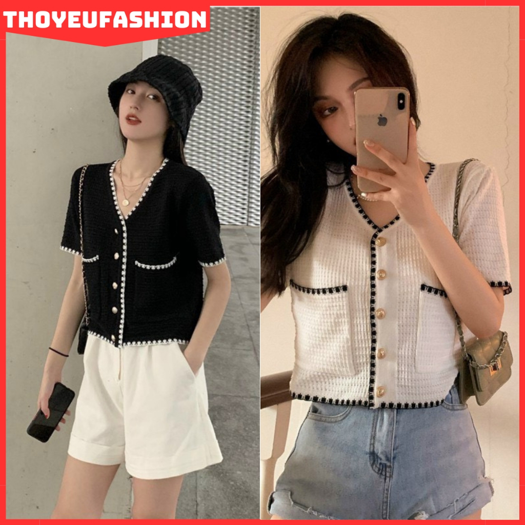 Áo Cardigan Dệt Kim Mỏng, Áo Croptop Len Mongtoghi Cổ Chữ V Lưng Cao Thời Trang