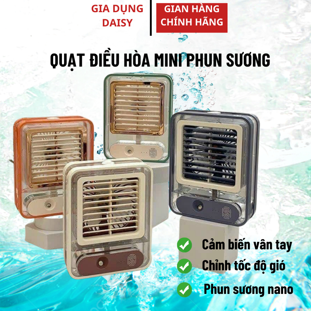 Quạt Điều Hòa Phun Sương Hơi Nước Mini Để Bàn 3 Chế Độ Tích Hợp Led, Chế Độ Hẹn Giờ Sử Dụng Cổng Sạc USB
