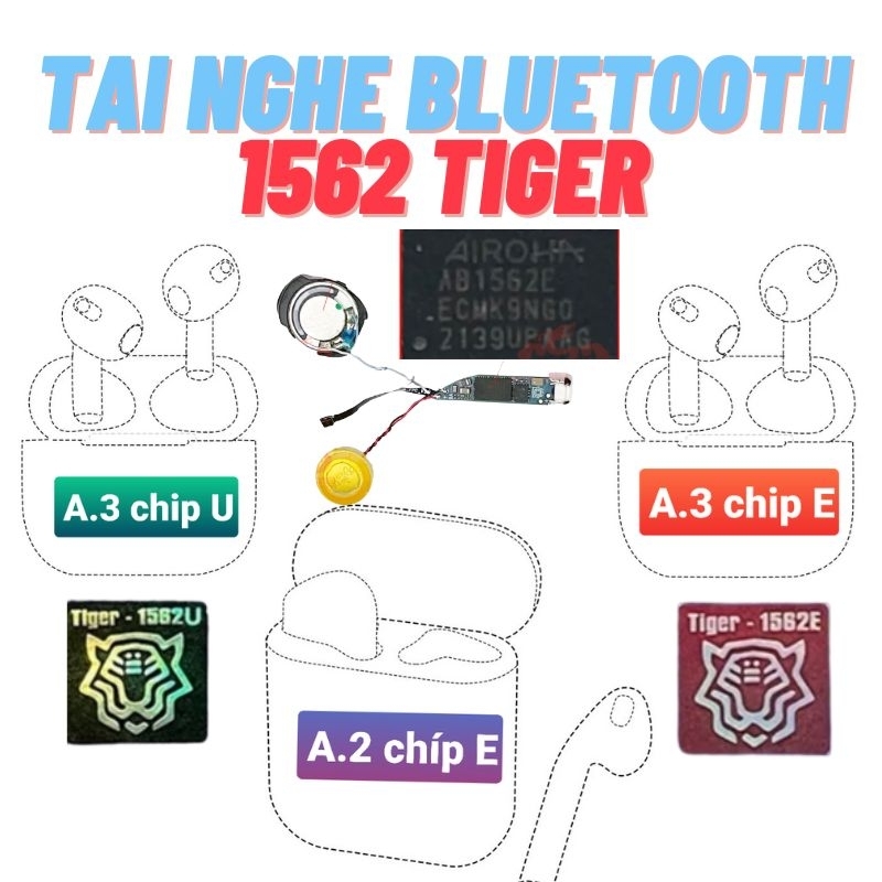 Tai nghe Bluetooth Hổ Vằn 1562 Tiger Cao cấp, chức năng hiện đại đầy đủ chống ồn, con quay chuyển động kép