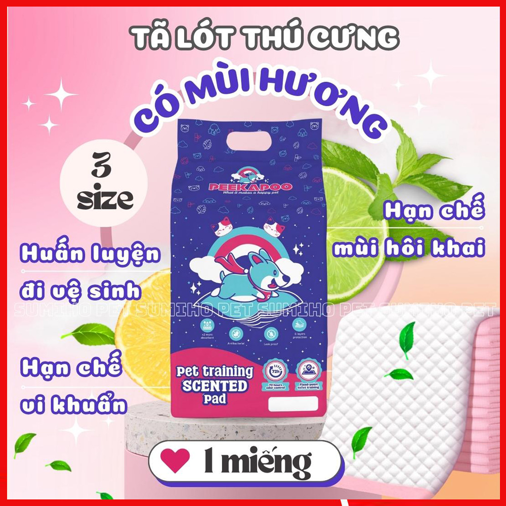 1 miếng tã lót cho chó Peekapoo (có mùi hương hỗ trợ khử mùi, ngừa khuẩn) hỗ trợ cún cưng đi vệ sinh đúng chỗ