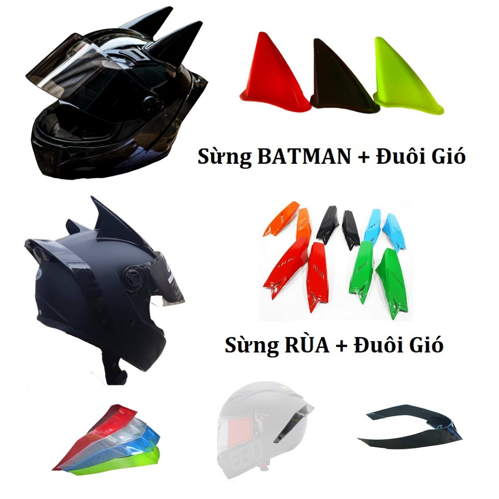Sừng Gắn Trang Trí Mũ Bảo Hiểm Fullface - Kèm Keo và Ốc Vít
