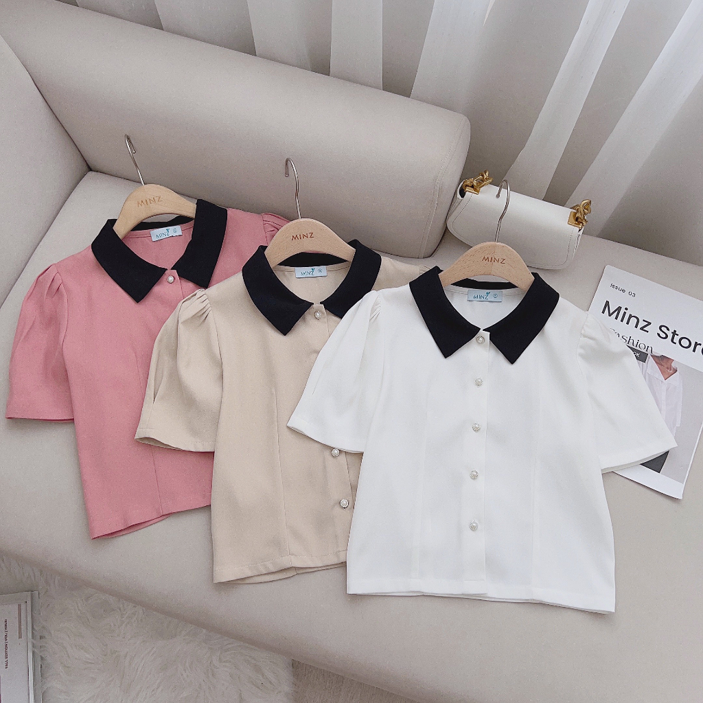 Áo Lửng MINZ STORE Mã 2040, Thiết Kế Phối Cổ Đen