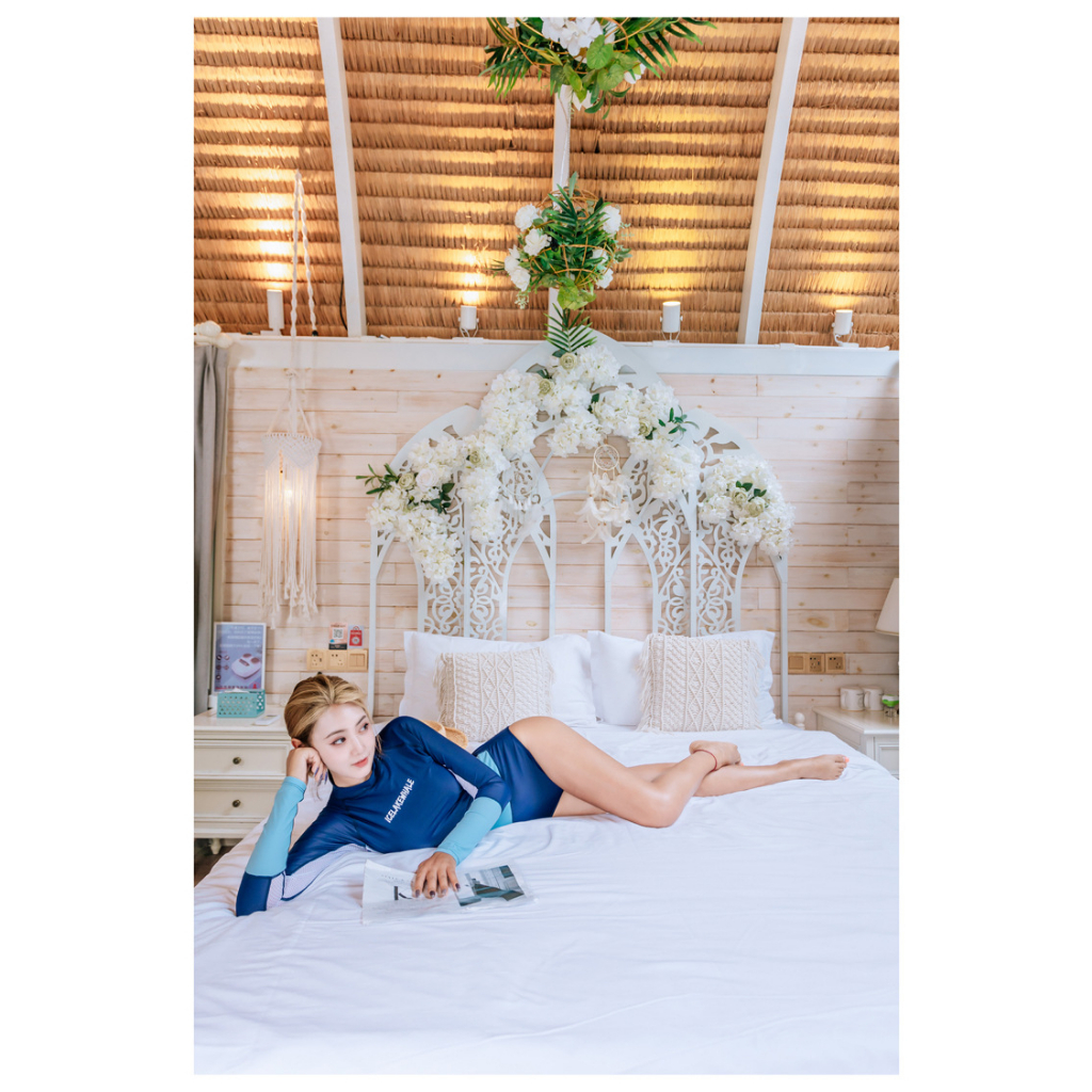 (Có bigsize) Bộ Đồ Bơi Một Mảnh Tay Dài Thời Trang Kín Đáo Chống Nắng Hàn Quốc monikini xịn màu xanh học bơi, đi biển