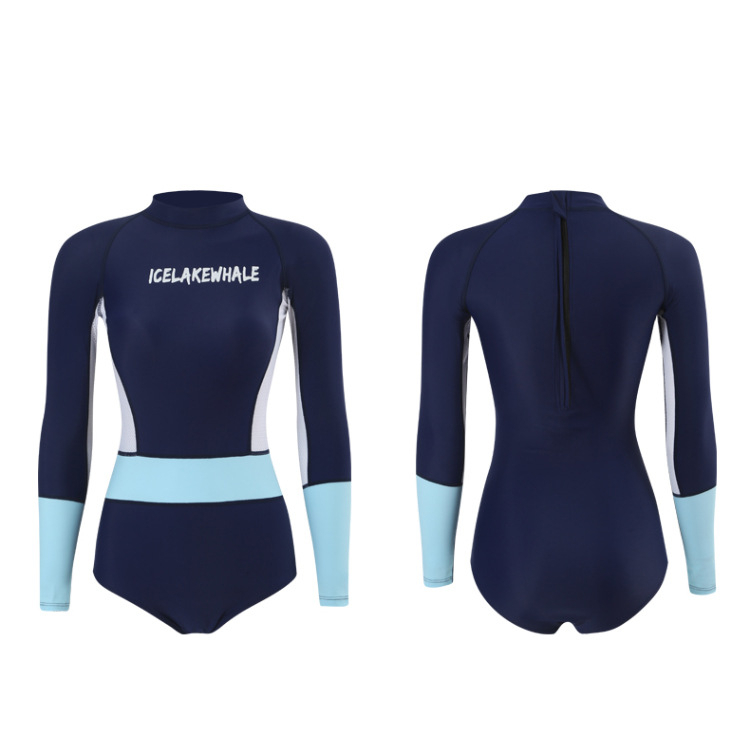 (Có bigsize) Bộ Đồ Bơi Một Mảnh Tay Dài Thời Trang Kín Đáo Chống Nắng Hàn Quốc monikini xịn màu xanh học bơi, đi biển