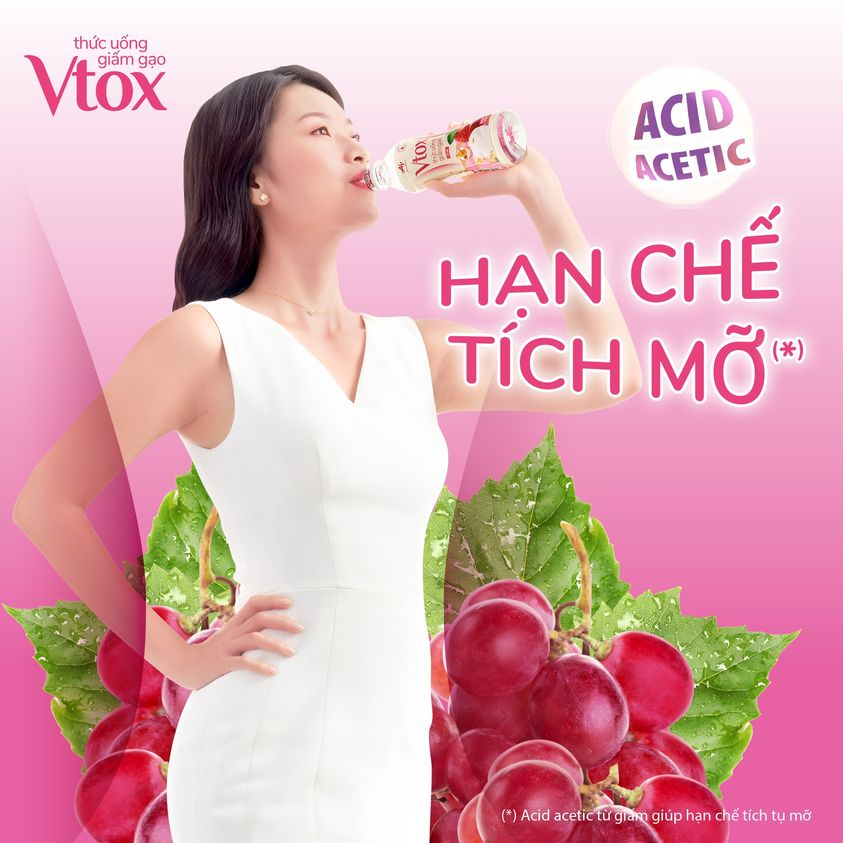 Thùng 24 Chai Thức Uống Giấm Gạo "Vtox" - Vị Nho 345ml/Chai