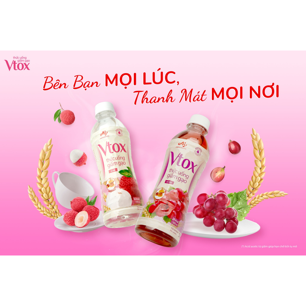 Combo 6 Chai Thức Uống Giấm Gạo "Vtox" - Vị Nho 345ml/Chai