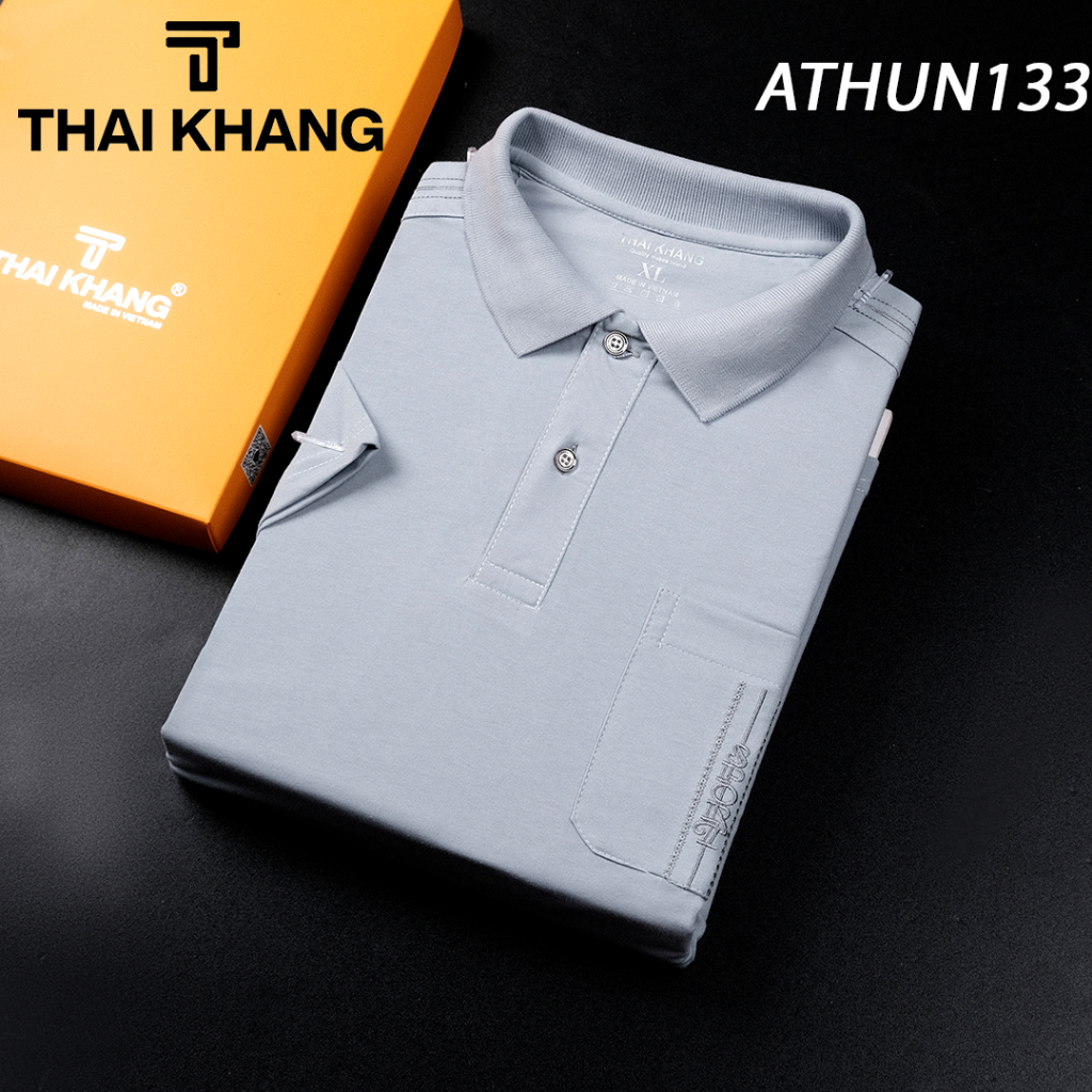 Áo thun nam trung niên ngắn tay có cổ vải cotton đẹp loại áo thun ngắn tay trung niên thiêu túi ATHUN13