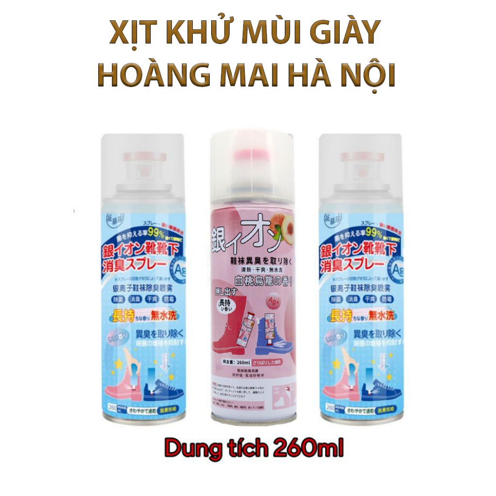 (Mã giảm 5k còn 13k)Bình Xịt Khử Mùi Giày Dép 260ml Nano Bạc AG+, Chai Xịt Khử Mùi Chống Hôi Chân