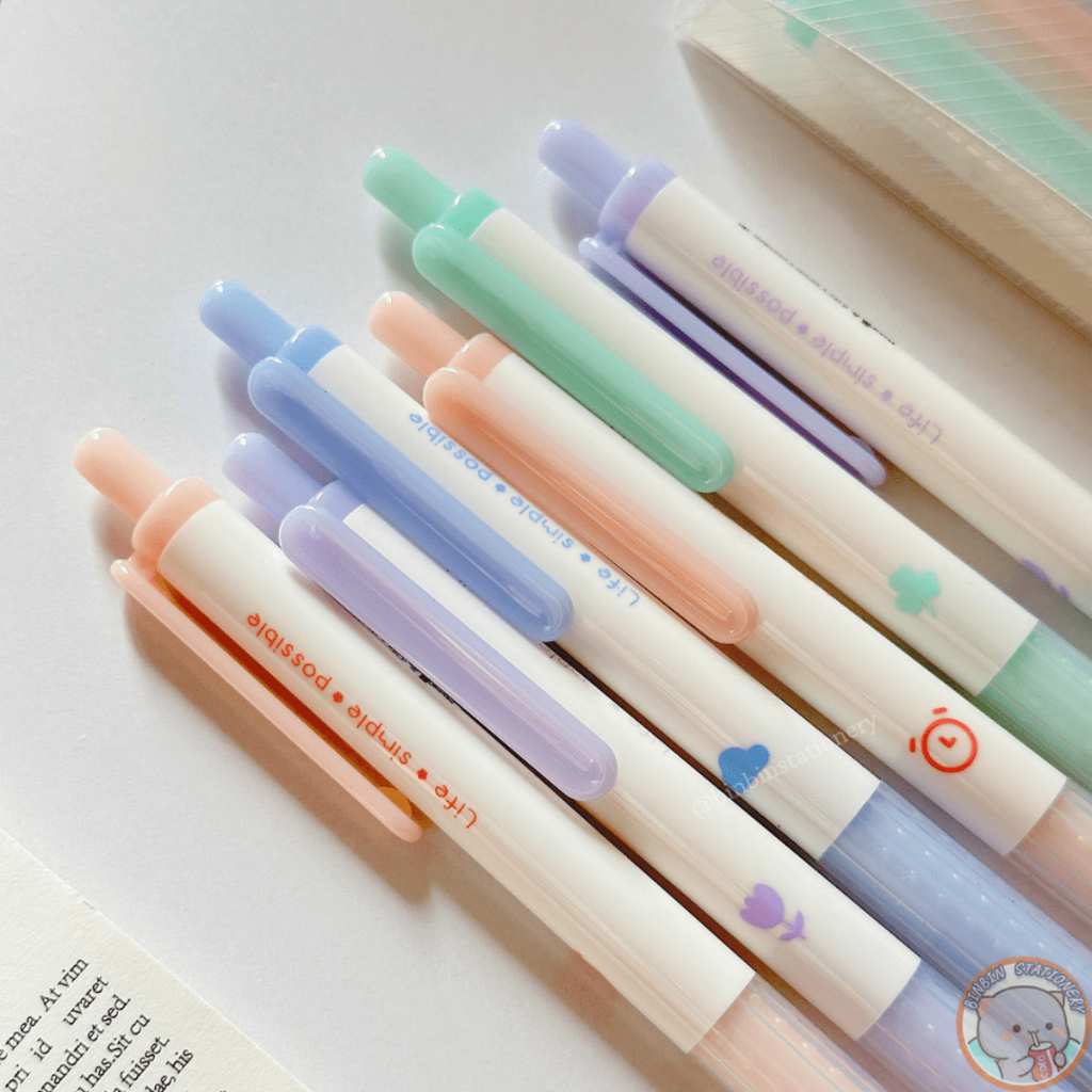 Bút gel MURA Simple Life bản Pastel ngọt ngào, đệm tay cao su, mực đen. ngòi kim 0.5mm BMR-8129