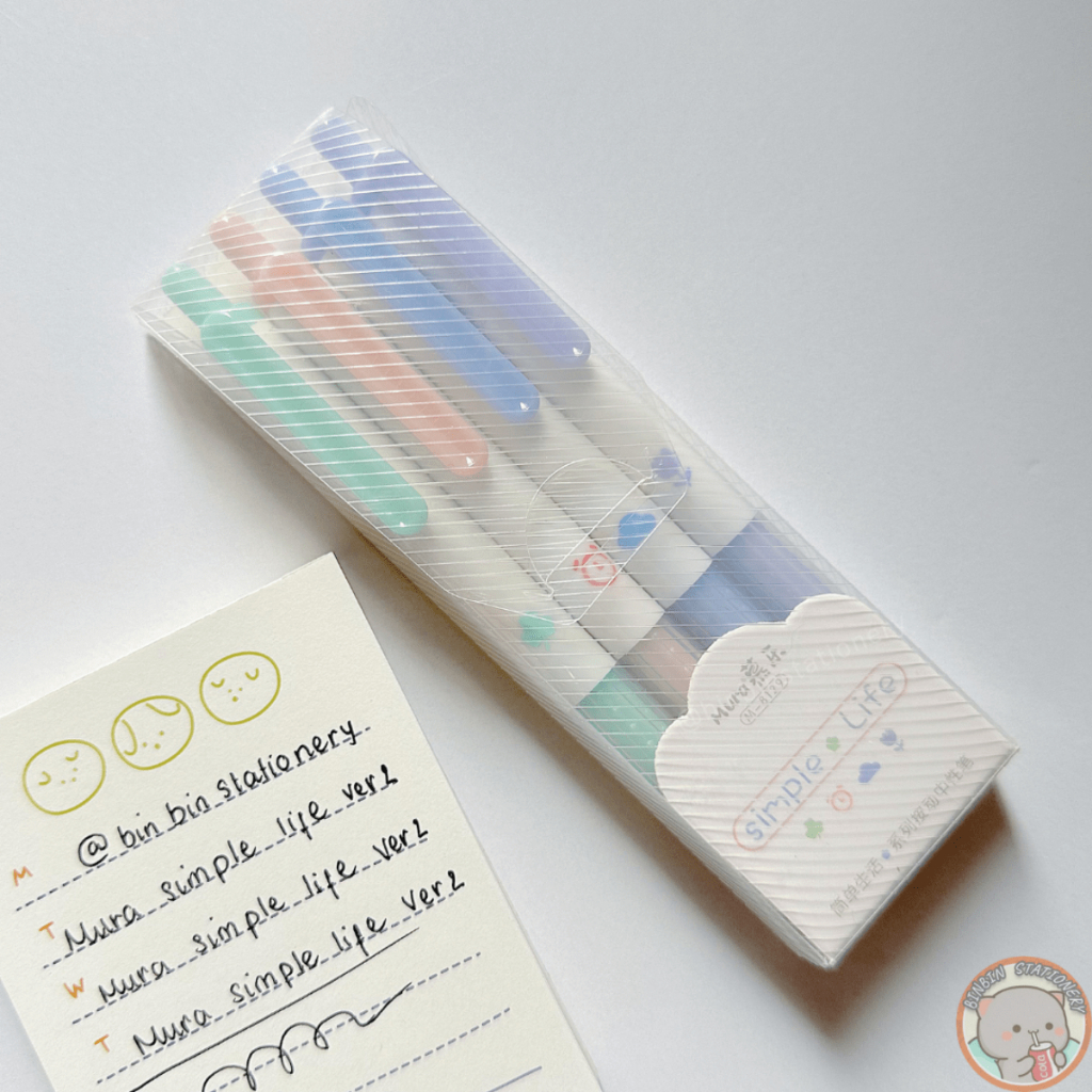 Bút gel MURA Simple Life bản Pastel ngọt ngào, đệm tay cao su, mực đen. ngòi kim 0.5mm BMR-8129