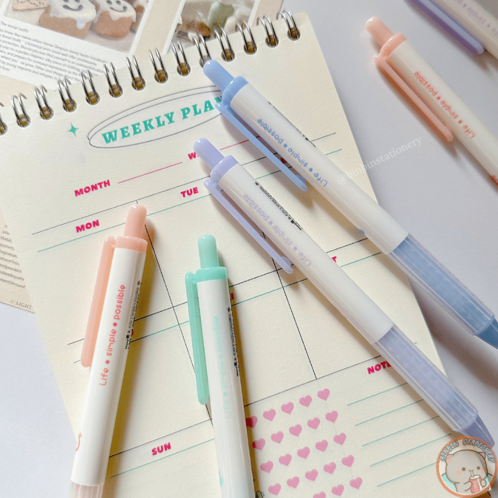 Bút gel MURA Simple Life bản Pastel ngọt ngào, đệm tay cao su, mực đen. ngòi kim 0.5mm BMR-8129