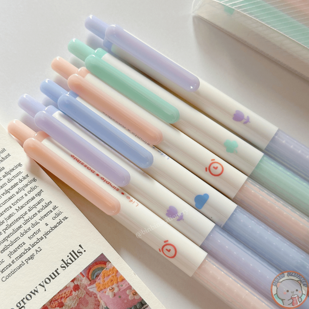 Bút gel MURA Simple Life bản Pastel ngọt ngào, đệm tay cao su, mực đen. ngòi kim 0.5mm BMR-8129