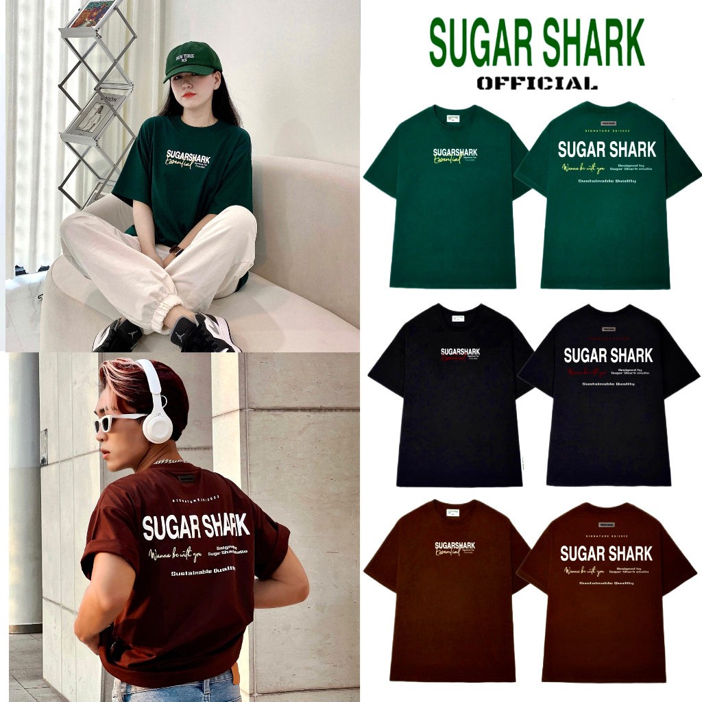 Áo Thun Basic In Nổi LocalBrand SUGAR SHARK " Signature Tee " Tay Lỡ Unisex Nam/Nữ