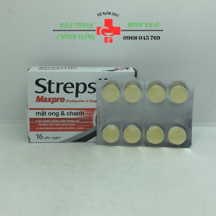 Viên ngậm giảm đau họng nặng Strepsils Maxpro hộp 16 viên