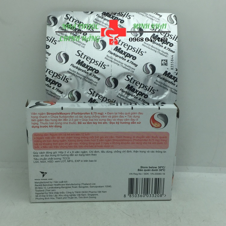 Viên ngậm giảm đau họng nặng Strepsils Maxpro hộp 16 viên