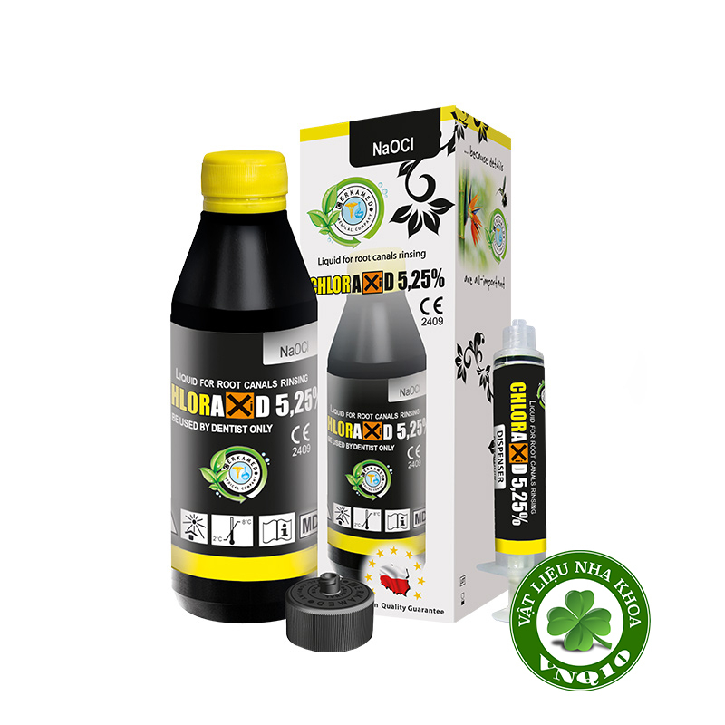 Dung dịch bơm rửa ống tủy Chloraxid 5.25% Cerkamed - Chai 200ml