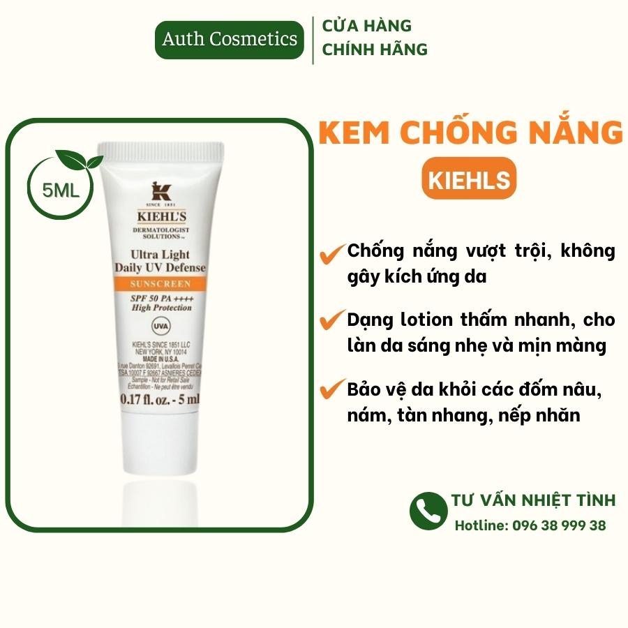 Kem chống nắng hàng ngày KIEHLS ULTRA LIGHT DAILY UV DEFENSE 5ml Bảo vệ làn da khỏi tia UV và tác nhân môi trường