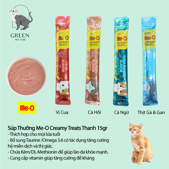 15gr Súp thưởng Me-o Creamy Treat cho mèo 4 vị loại cao cấp