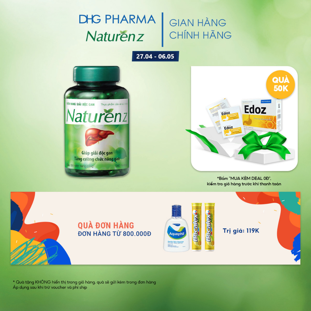 TPCN Naturenz hỗ trợ hạ men gan Hộp 1 chai x 100 viên - Chính hãng DHG Pharma