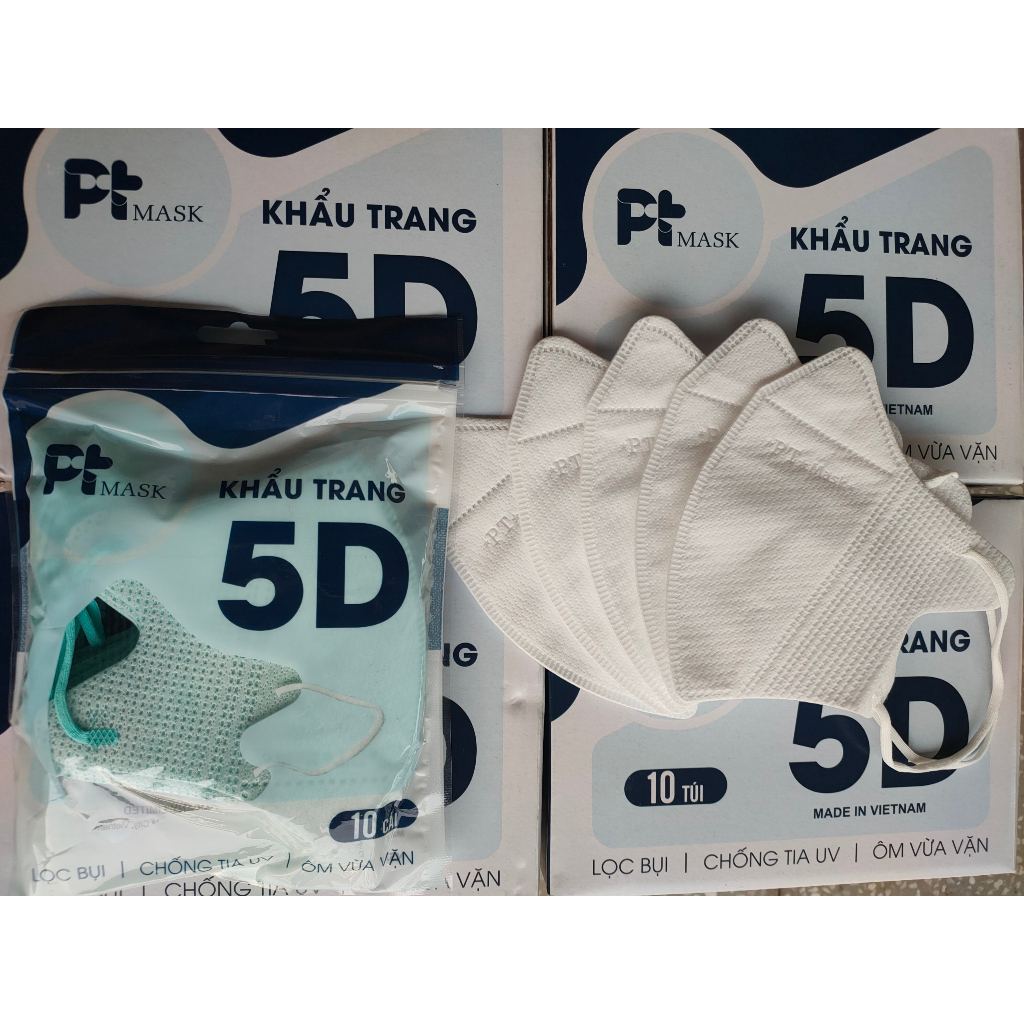 Combo 10 hộp 5D mask, 100 cái khẩu trang kháng khuẩn