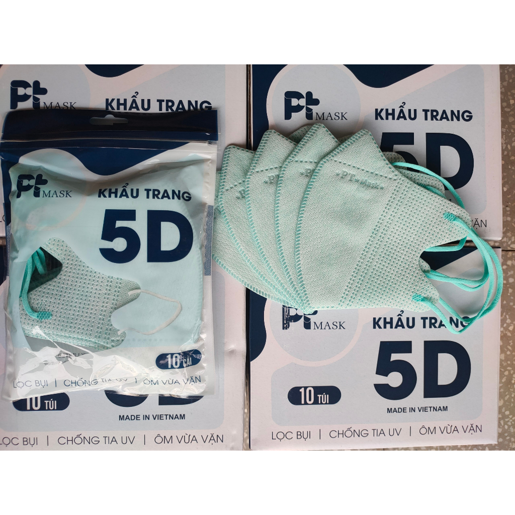 Combo 10 hộp 5D mask, 100 cái khẩu trang kháng khuẩn