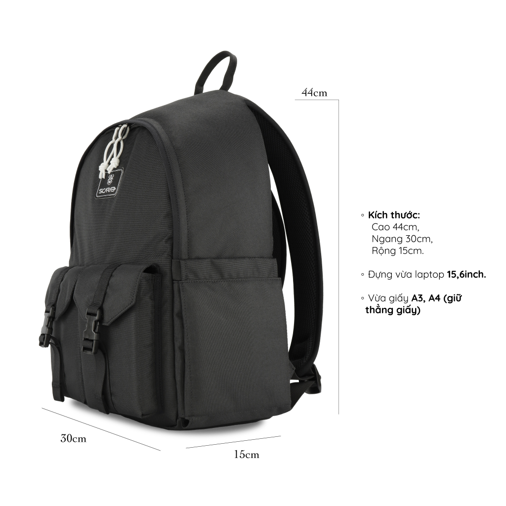 Scarab Daily Backpack Unisex - Balo Đi Học, Đi Chơi Đựng Vừa Laptop 15,6inch Mỏng.