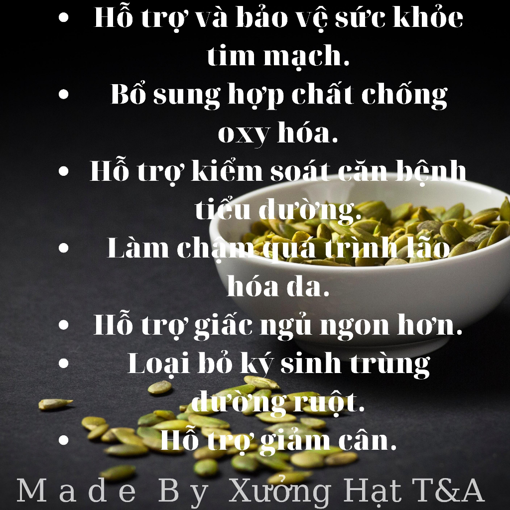 Hạt Bí Xanh Ấn Độ 500Gr cao cấp loại 1 hạt bí sấy giòn vị tự nhiên chế độ ăn thô - CHỢ HẠT T&A
