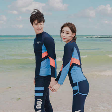 Đồ bơi nữ dài tay phong cách Hàn Quốc áo khoác phối xanh cam