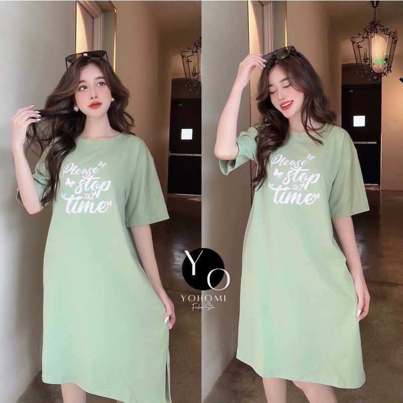 Váy suông chữ a from rộng thun cotton thái cao cấp cổ tròn tay ngắn dưới 60kg D14914