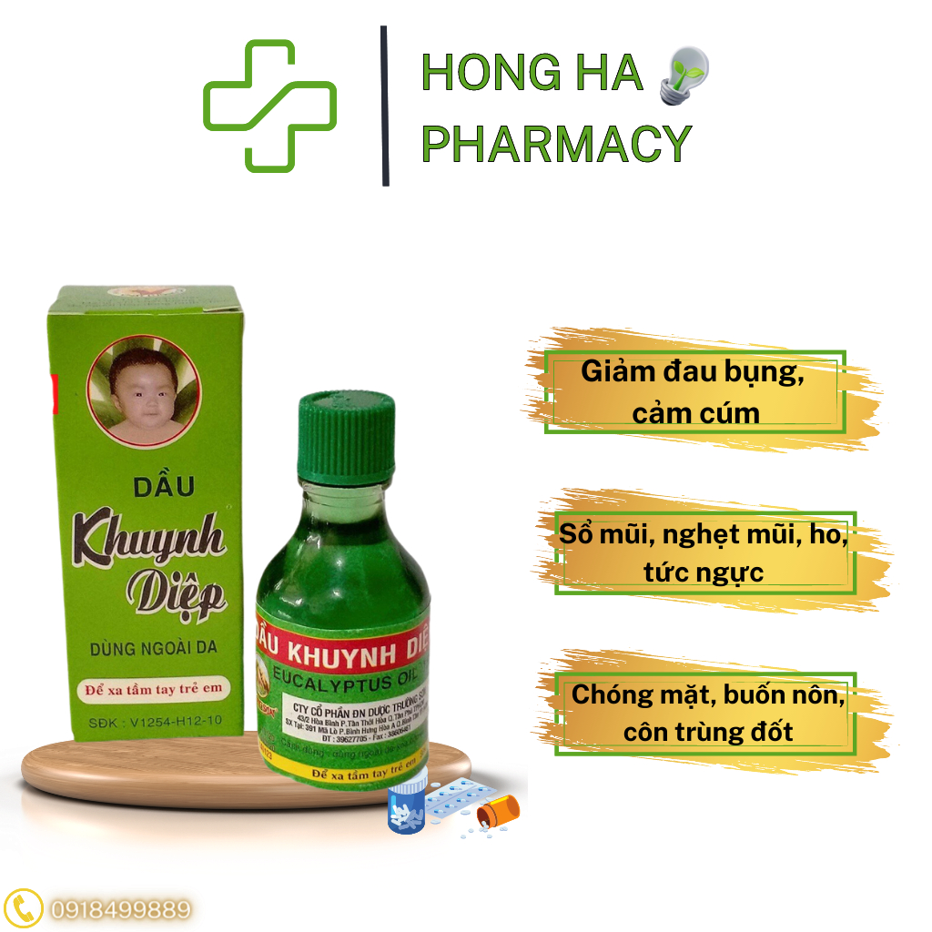 Dầu khuynh diệp Trường Sơn 15ml, Giảm triệu chứng ho, cảm cúm, sốt, đau bụng - Lọ 15ml - Hồng Hà Pharmacy